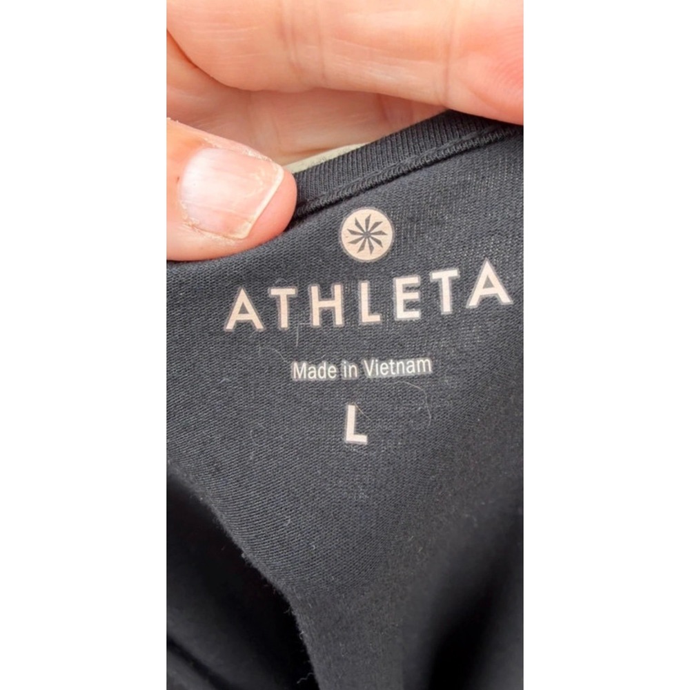 Athleta Womens Black Grey Colorblock Short Sleeve Scoop Neck Shift Dress Large